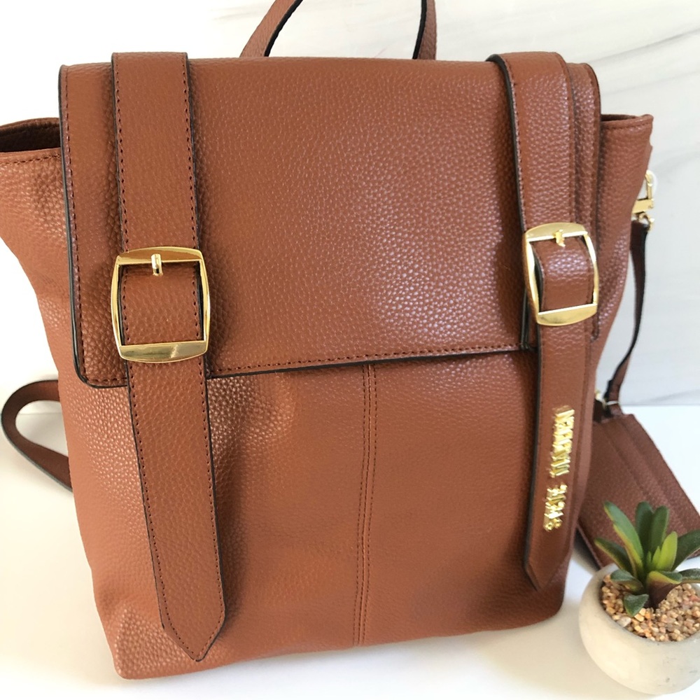Steve Madden BTrini Cognac Pebble Leather Backpack